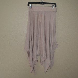 Sz 1 S Raquel Allegra Tan Asymmetrical Hem Cotton Blend Skirt